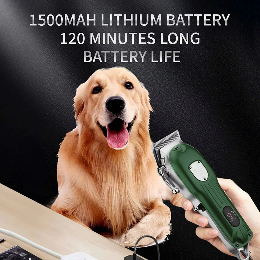 Professional All-Metal Rechargeable Dog Hair Clipper - Quiet, Durable & Ergonomic Design for Grooming