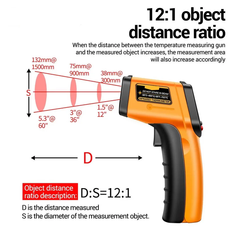 Infrared Laser Thermometer - Non-Contact Digital Temperature Gun for Accurate Measurement
