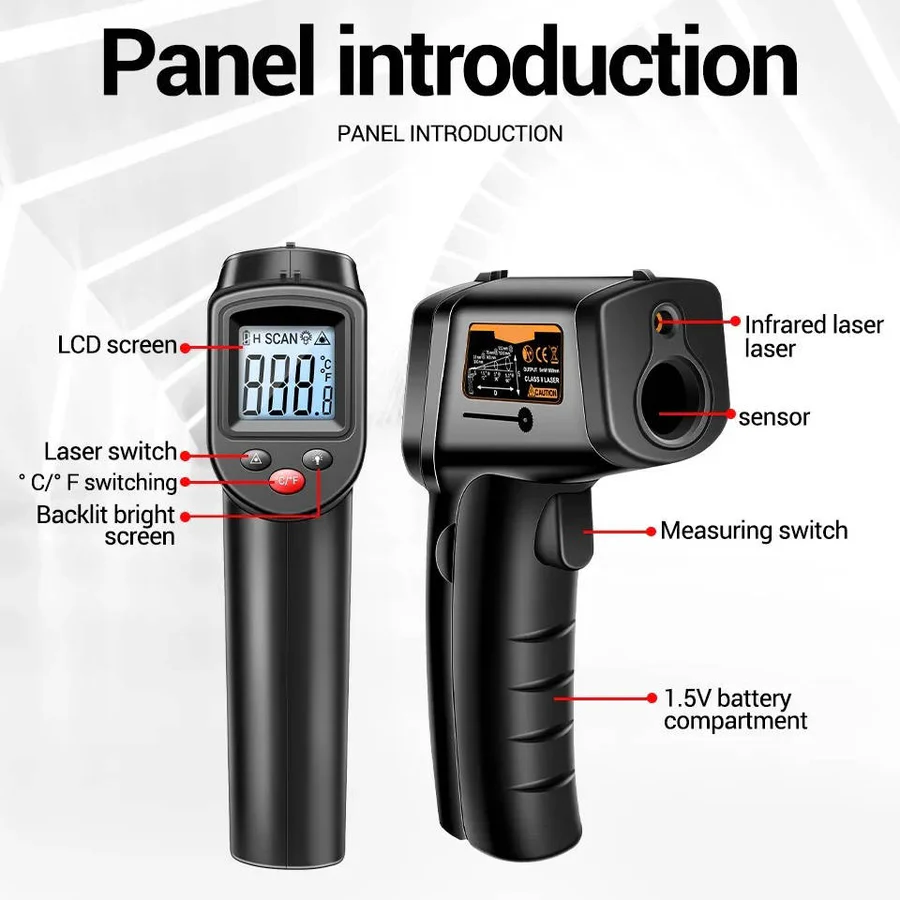 Infrared Laser Thermometer - Non-Contact Digital Temperature Gun for Accurate Measurement