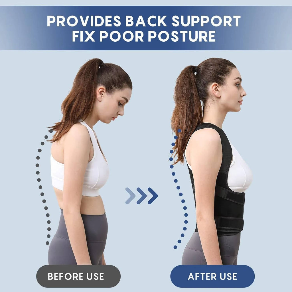 Adjustable Back Support Brace with 5 Flexible Rods & Breathable Mesh for Maximum Comfort