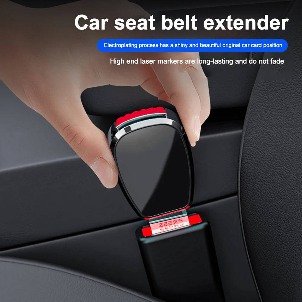 2-Pack Seat Belt Extender with One-Click Release & Durable Metal Locking Tongue - Universal Fit for Comfort & Safety