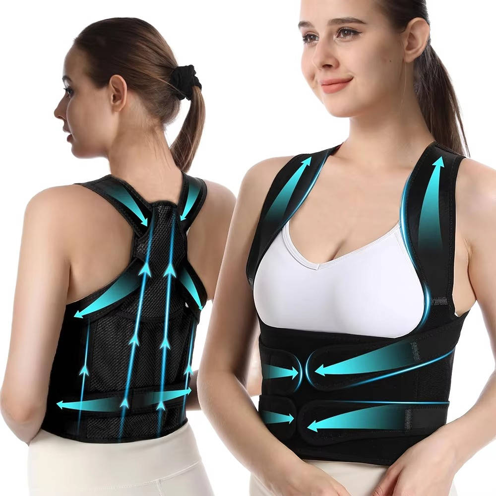 Adjustable Back Support Brace with 5 Flexible Rods & Breathable Mesh for Maximum Comfort