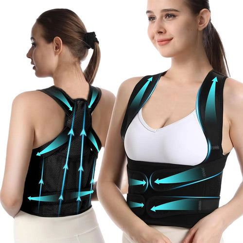 Adjustable Back Support Brace with 5 Flexible Rods & Breathable Mesh for Maximum Comfort