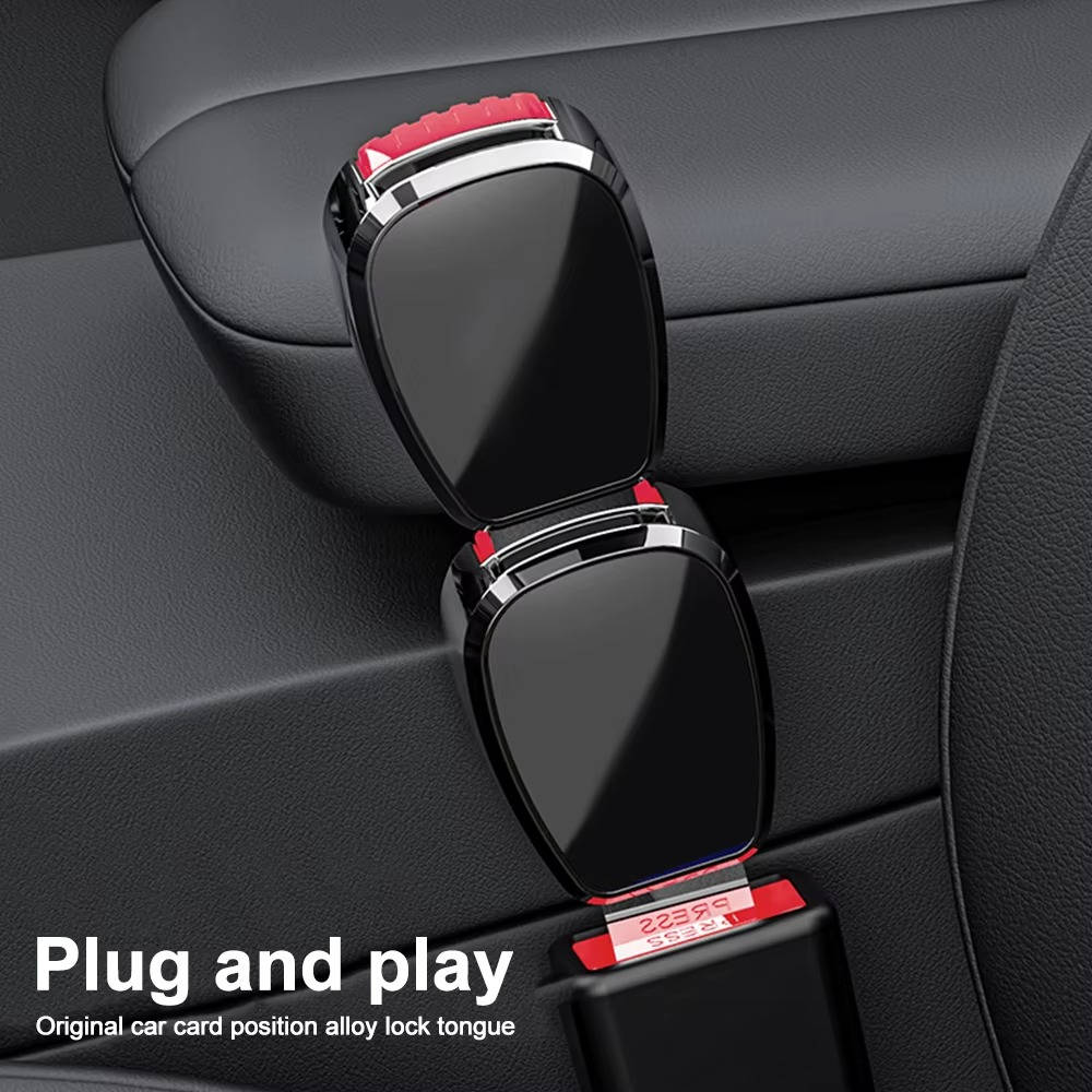 2-Pack Seat Belt Extender with One-Click Release & Durable Metal Locking Tongue - Universal Fit for Comfort & Safety