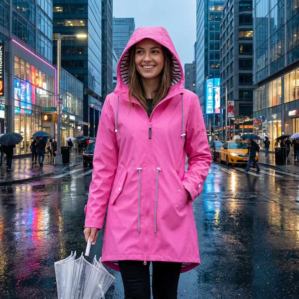 Women's Stylish Long Rain Jacket - Windproof & Waterproof, Perfect for All Weather