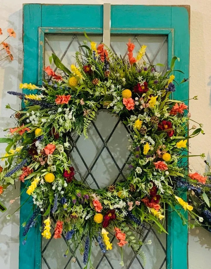 Texas Wildflower Wreath - Handcrafted Floral Decor for Home & Garden | Rustic Texas Charm