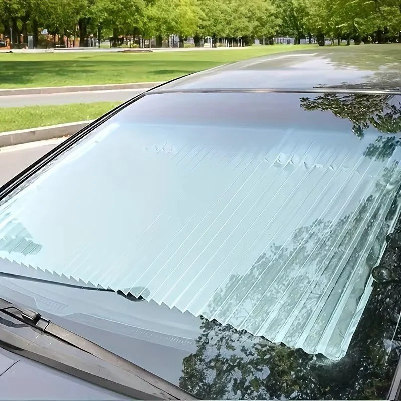 Retractable Car Windshield Sunshade Curtain Set - Front & Rear Protection for UV Rays & Heat Reduction