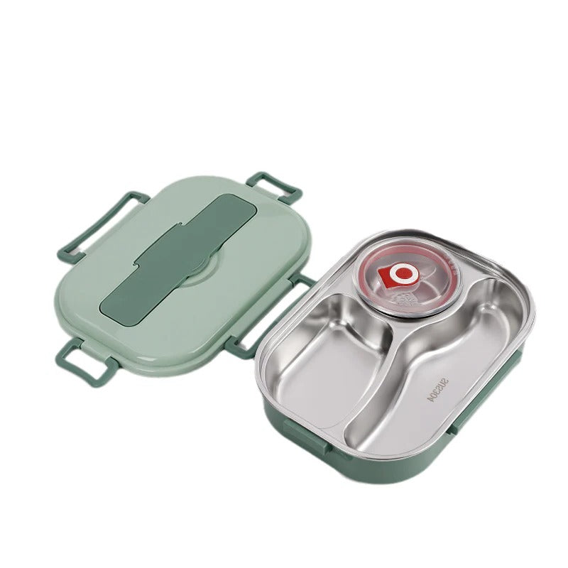 Stainless Steel Thermal Lunch Box with 4 Compartments - Insulated Food Container for Hot & Cold Meals