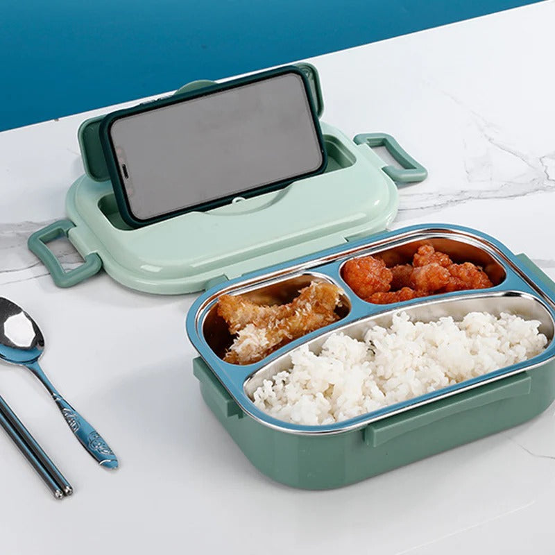 Stainless Steel Thermal Lunch Box with 4 Compartments - Insulated Food Container for Hot & Cold Meals