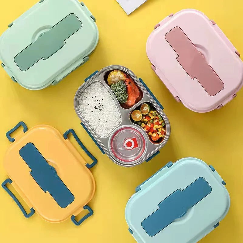 Stainless Steel Thermal Lunch Box with 4 Compartments - Insulated Food Container for Hot & Cold Meals