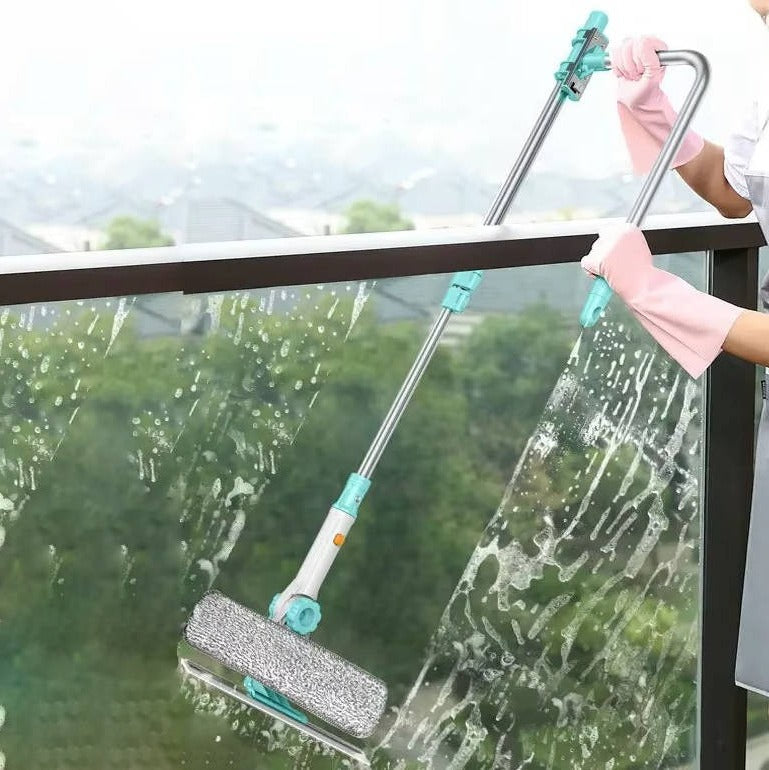 Extendable Long Handle Window Cleaning Brush - Streak-Free, Reach High Windows with Ease