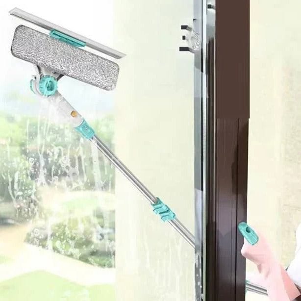 Extendable Long Handle Window Cleaning Brush - Streak-Free, Reach High Windows with Ease