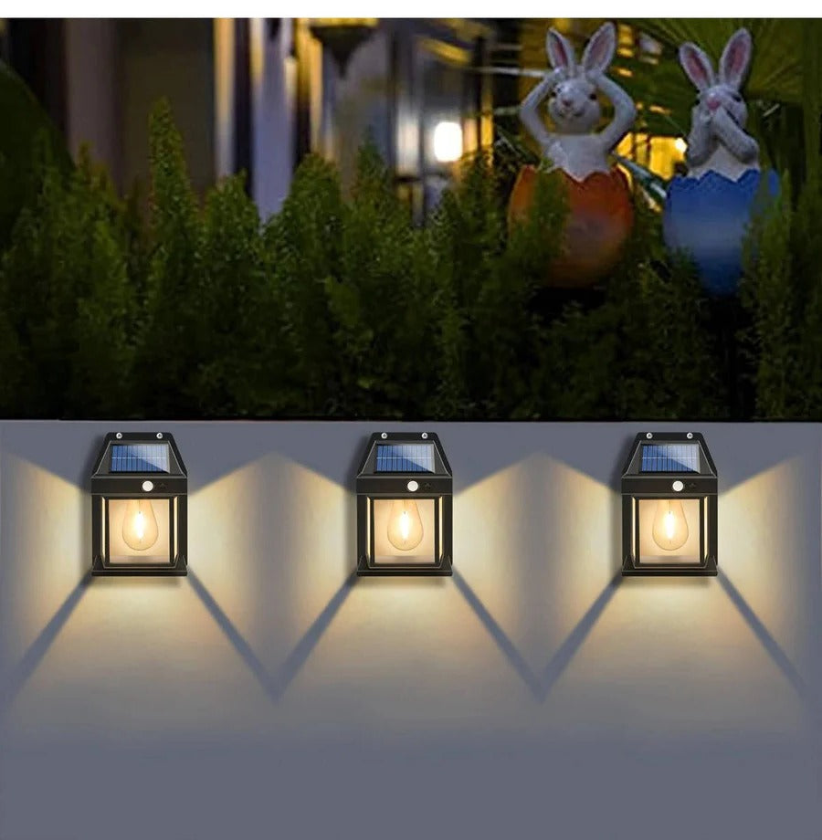 Set of 2 Solar Wall Lamps for Outdoor Use - Energy-Efficient LED Lighting for Patios, Gardens, and Pathways