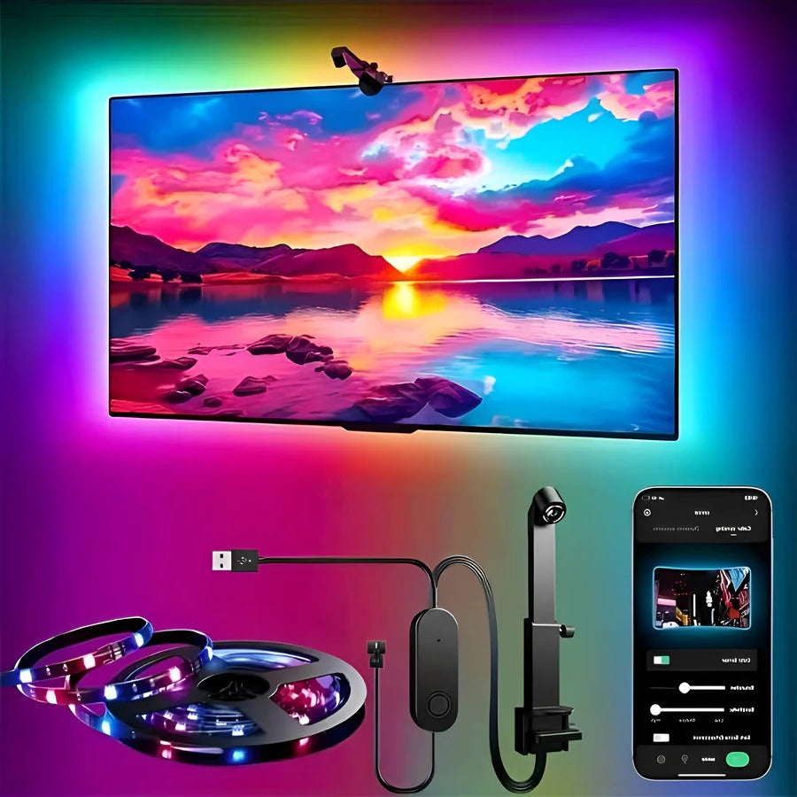 Smart LED TV Backlight Strip with Remote Control - Adjustable Colors & Brightness for Ultimate Ambiance
