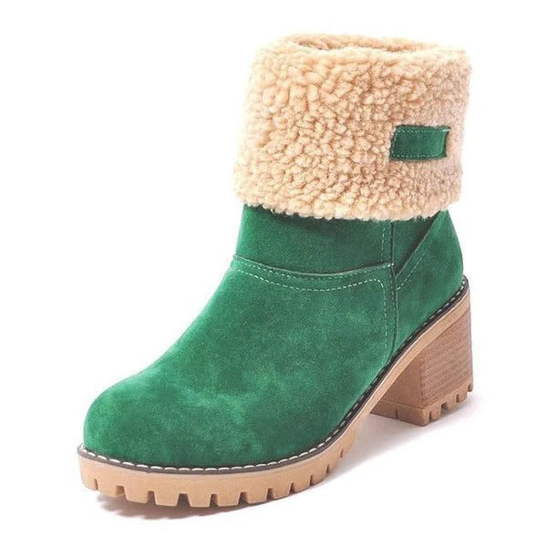 Women's Stylish Block Heel Snow Boots - Warm & Cozy Winter Footwear