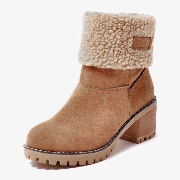 Women's Stylish Block Heel Snow Boots - Warm & Cozy Winter Footwear