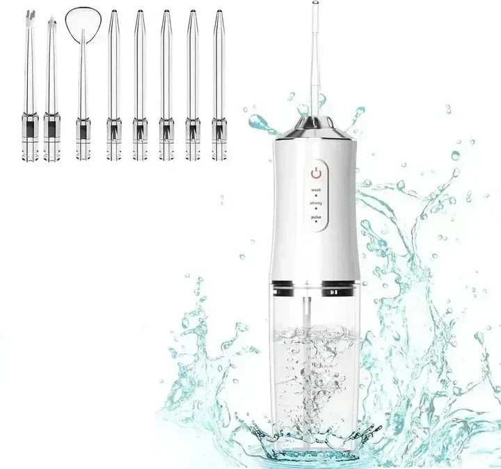 Rechargeable Water Flosser with Interchangeable Nozzles - Portable Dental Care Solution for Effective Oral Hygiene