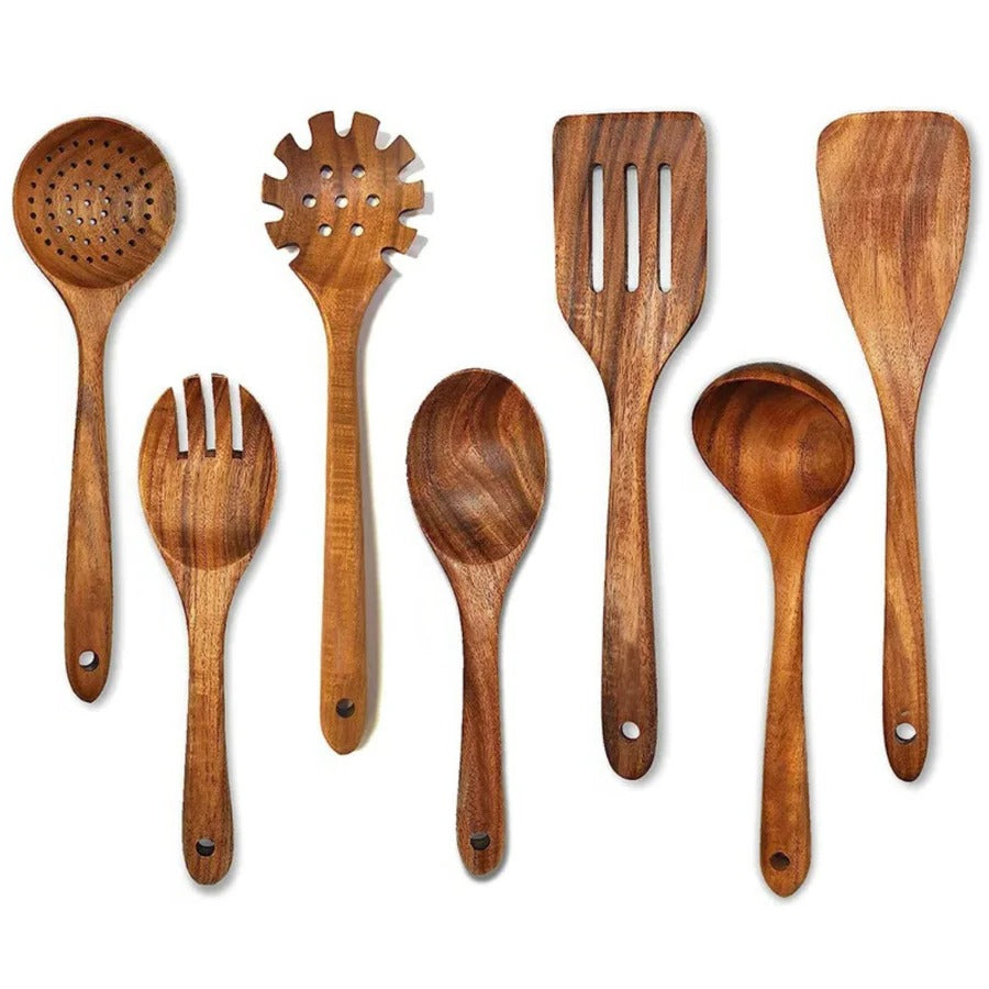 Premium Natural Teak Wood Kitchen Set - Eco-Friendly, Durable & Stylish Cookware Collection