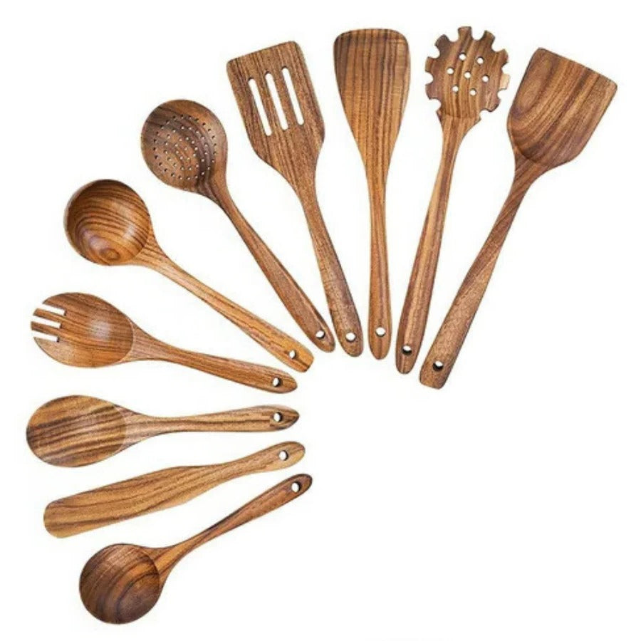 Premium Natural Teak Wood Kitchen Set - Eco-Friendly, Durable & Stylish Cookware Collection