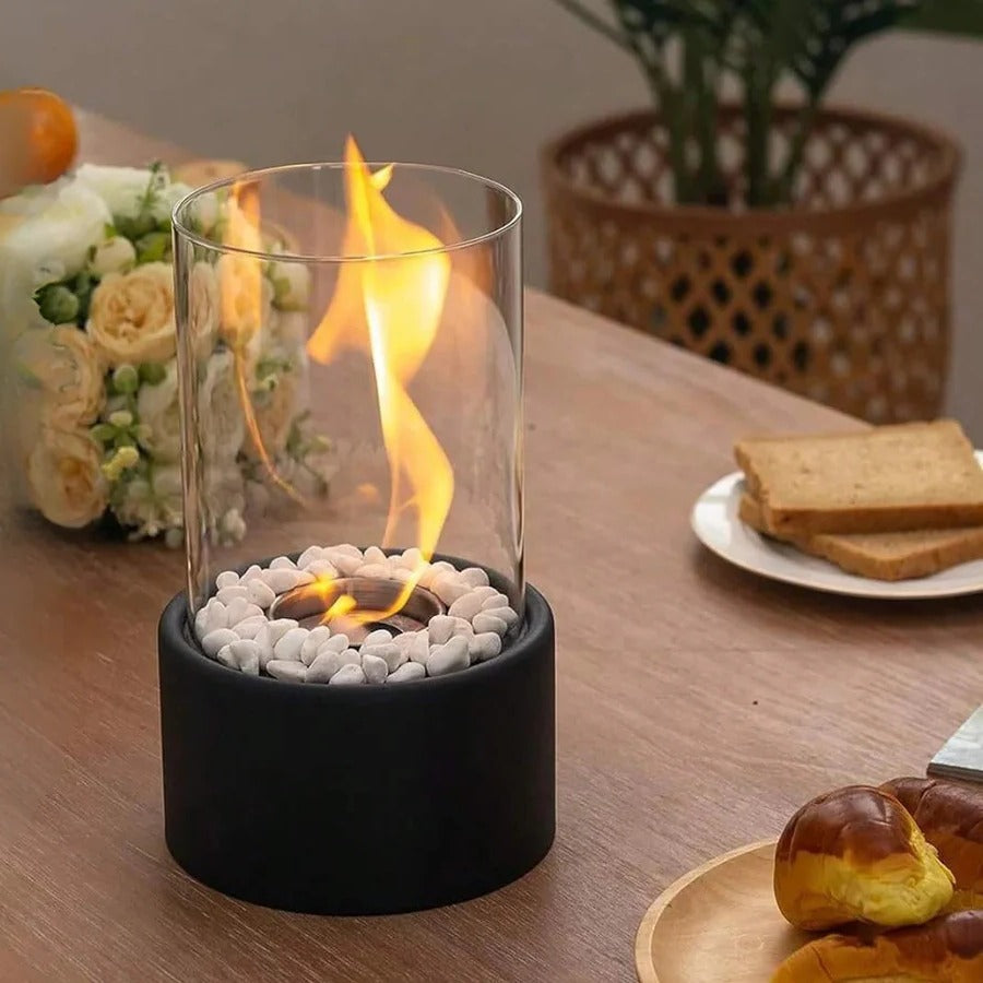Compact Mini Portable Glass Tabletop Fireplace - Elegant Indoor/Outdoor Decorative Heater