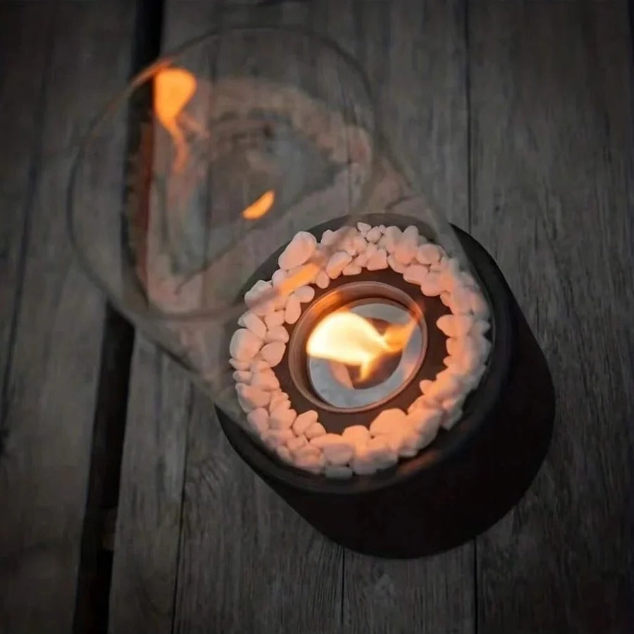 Compact Mini Portable Glass Tabletop Fireplace - Elegant Indoor/Outdoor Decorative Heater