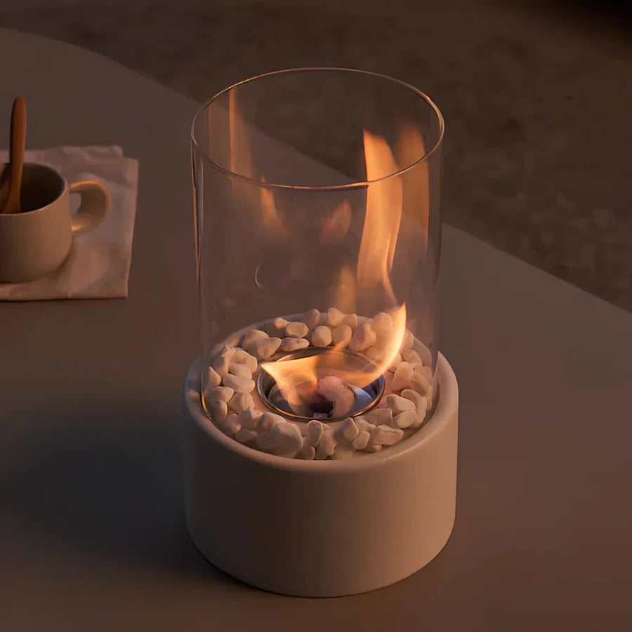 Compact Mini Portable Glass Tabletop Fireplace - Elegant Indoor/Outdoor Decorative Heater