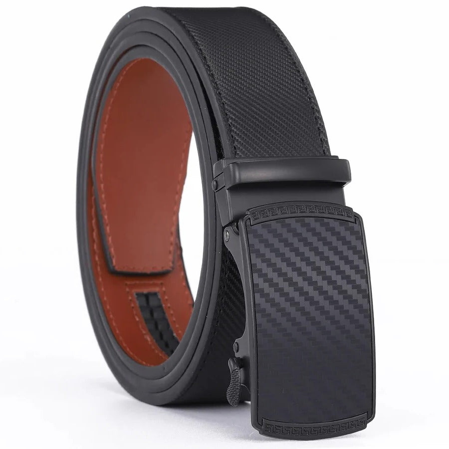 Men's Premium Genuine Leather Belt with Slide Automatic Buckle - Adjustable, Stylish & Durable