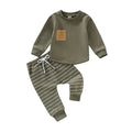 Toddler Boys Fall Outfit Set - Cozy Pullover & Striped Pants, 2-Piece Clothing Set for Boys