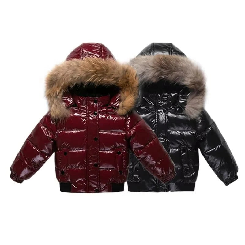 Kids Waterproof Down Parka - Insulated Winter Coat with Fur Hood for Ultimate Warmth & Comfort