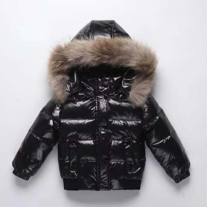 Kids Waterproof Down Parka - Insulated Winter Coat with Fur Hood for Ultimate Warmth & Comfort