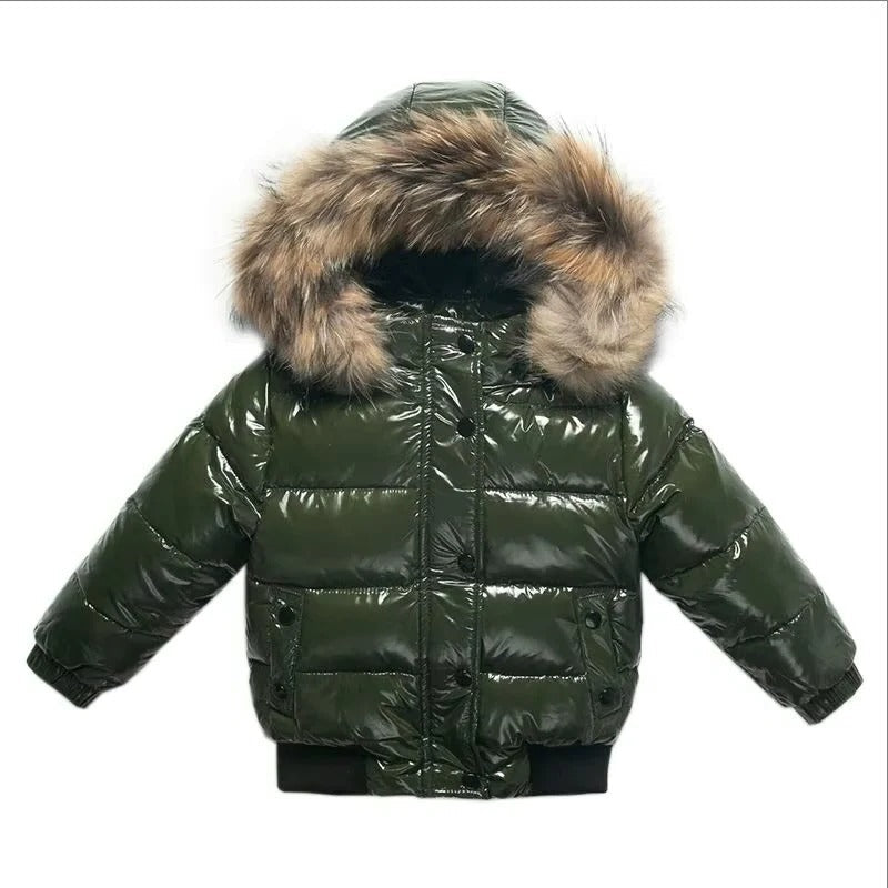 Kids Waterproof Down Parka - Insulated Winter Coat with Fur Hood for Ultimate Warmth & Comfort