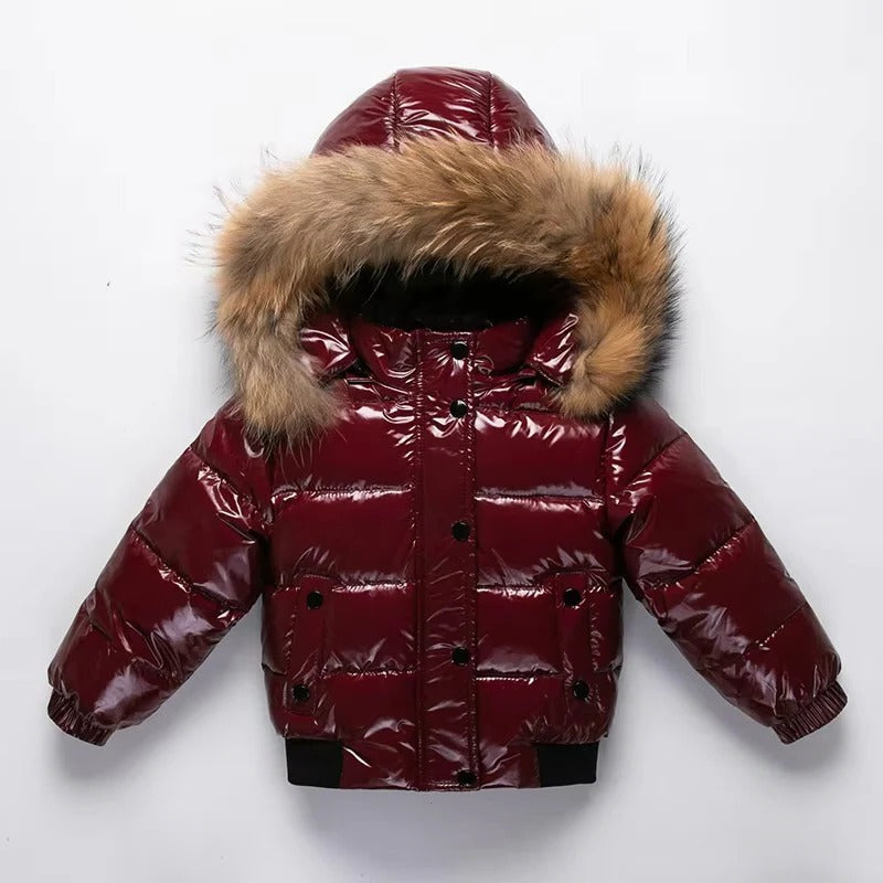 Kids Waterproof Down Parka - Insulated Winter Coat with Fur Hood for Ultimate Warmth & Comfort