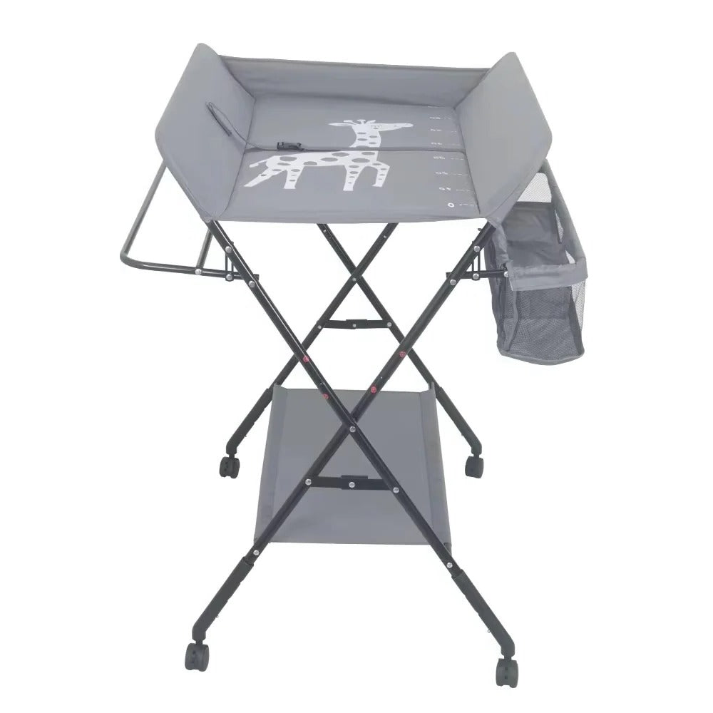 Adjustable Height Foldable Baby Changing Table with Integrated Bath - Space-Saving Design for Convenient Diaper Changes
