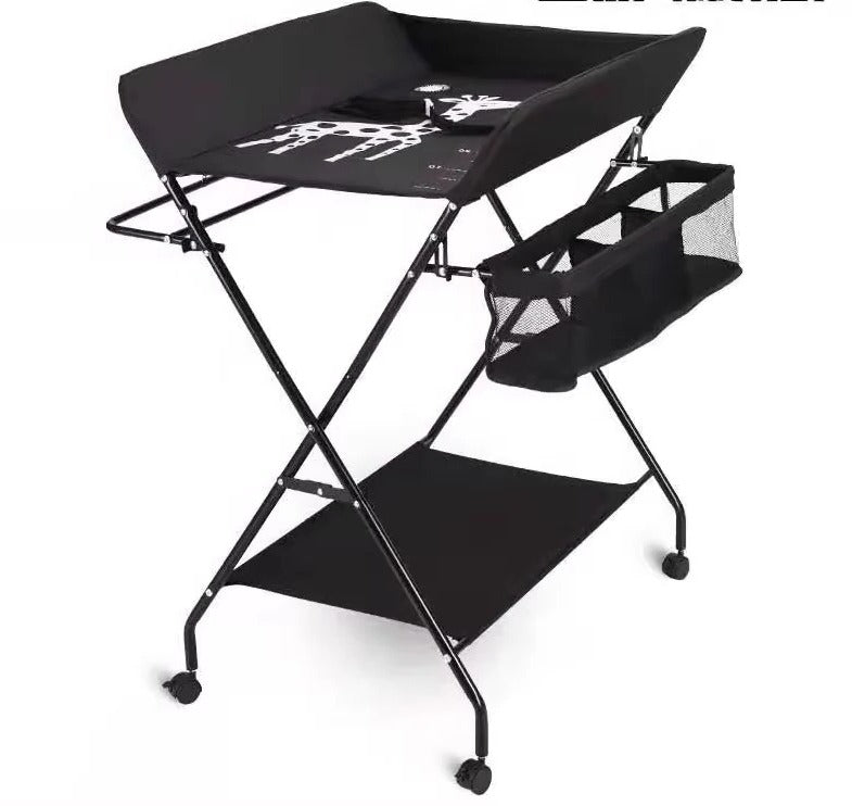 Adjustable Height Foldable Baby Changing Table with Integrated Bath - Space-Saving Design for Convenient Diaper Changes