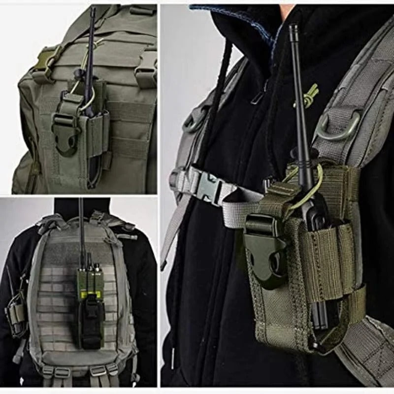 Durable 600D MOLLE Tactical Radio Holder - Waist Carry Walkie Talkie Pouch for Outdoor Adventures