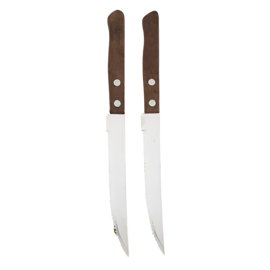 Premium Stainless Steel Steak Knife Set with Ergonomic Wooden Handles & Serrated Edges - Perfect for Grilling & Dining