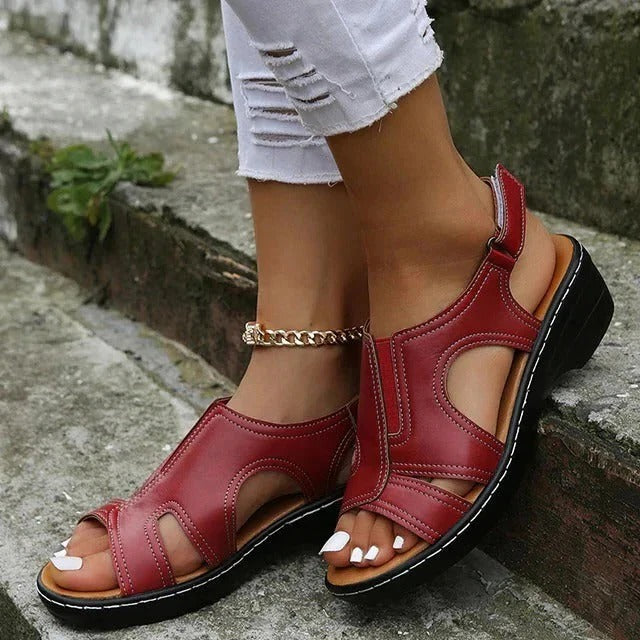 Elegant Premium Leather Wedge Sandals for All-Day Comfort & Style | Women's Fashion Footwear