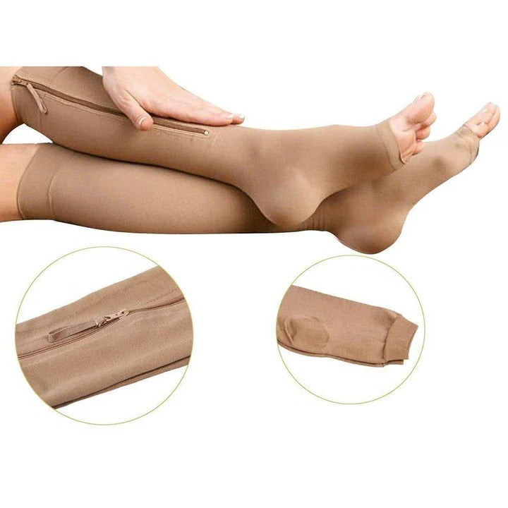 Easy Wear Zipper Compression Socks - 20-30 mmHg Firm Support for Enhanced Circulation & Comfort