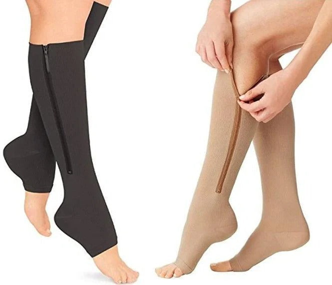 Easy Wear Zipper Compression Socks - 20-30 mmHg Firm Support for Enhanced Circulation & Comfort