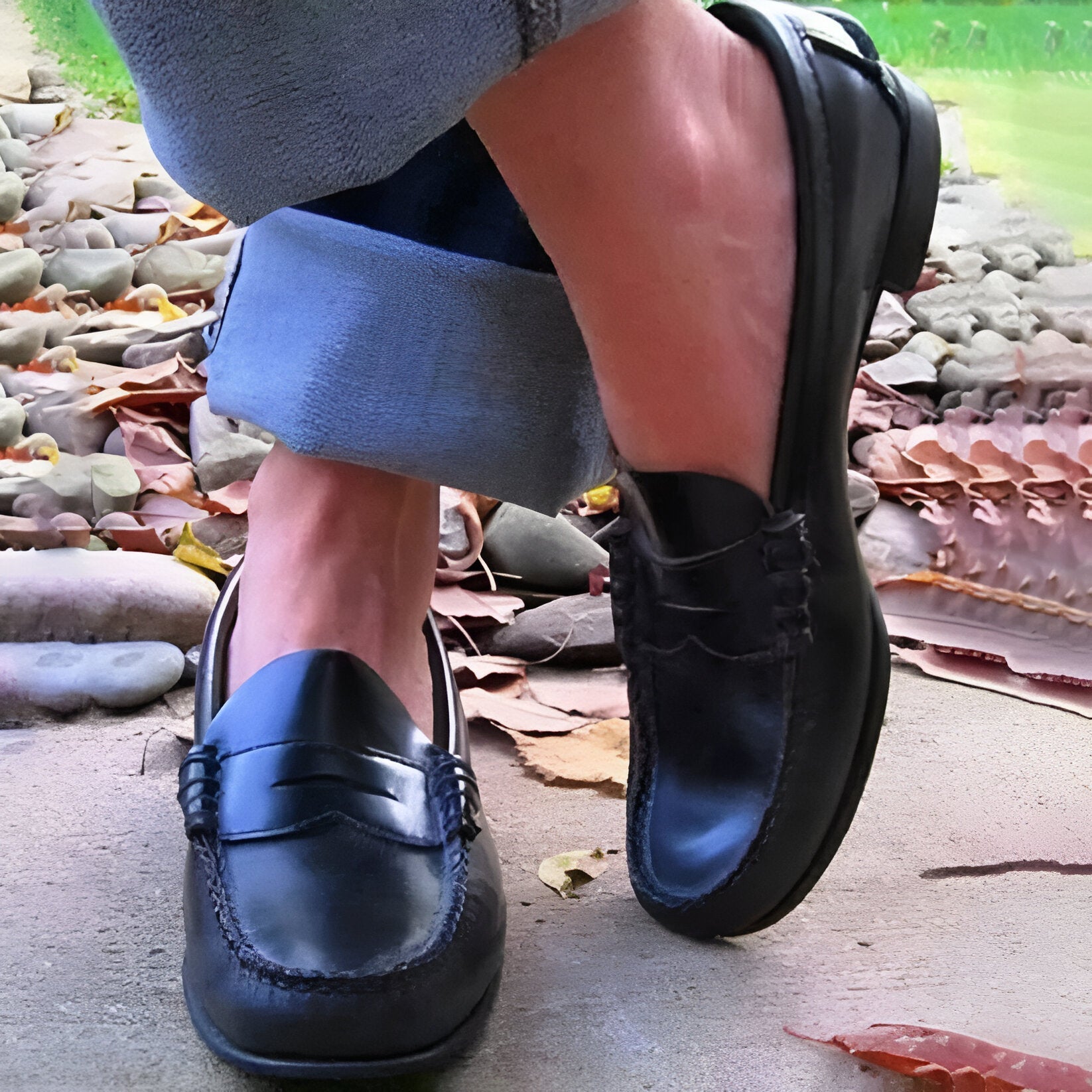 Women's Retro PU Leather Low Heel Slip-On Loafers - Stylish & Comfortable Casual Footwear