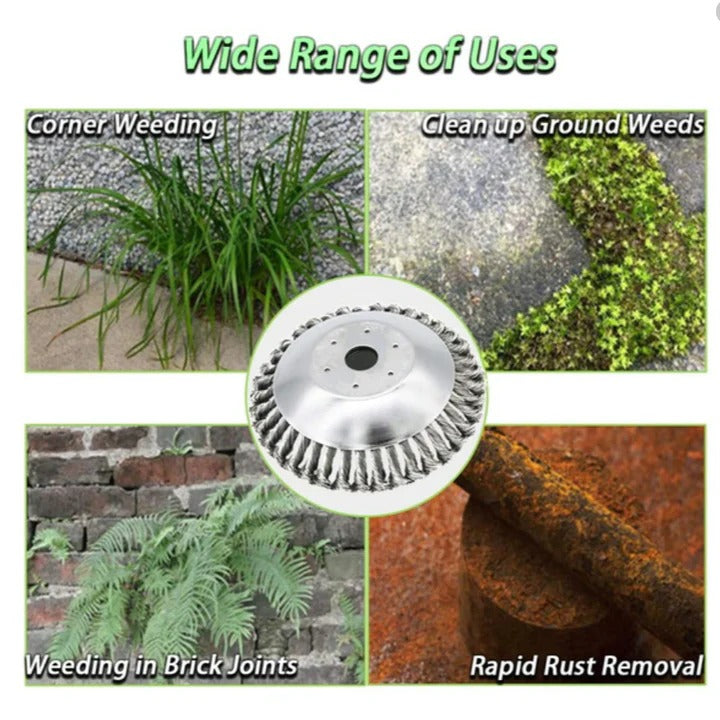 Heavy-Duty Steel Wire Weed Brush Attachment for Lawn Trimmers – Durable, Efficient Weed Removal Tool