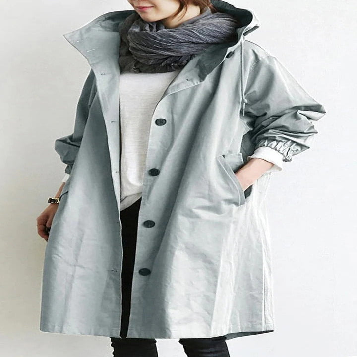 Men's Water-Resistant Hooded Overcoat - Lightweight Outdoor Jacket for All Weather Conditions