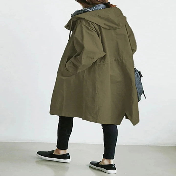 Men's Water-Resistant Hooded Overcoat - Lightweight Outdoor Jacket for All Weather Conditions