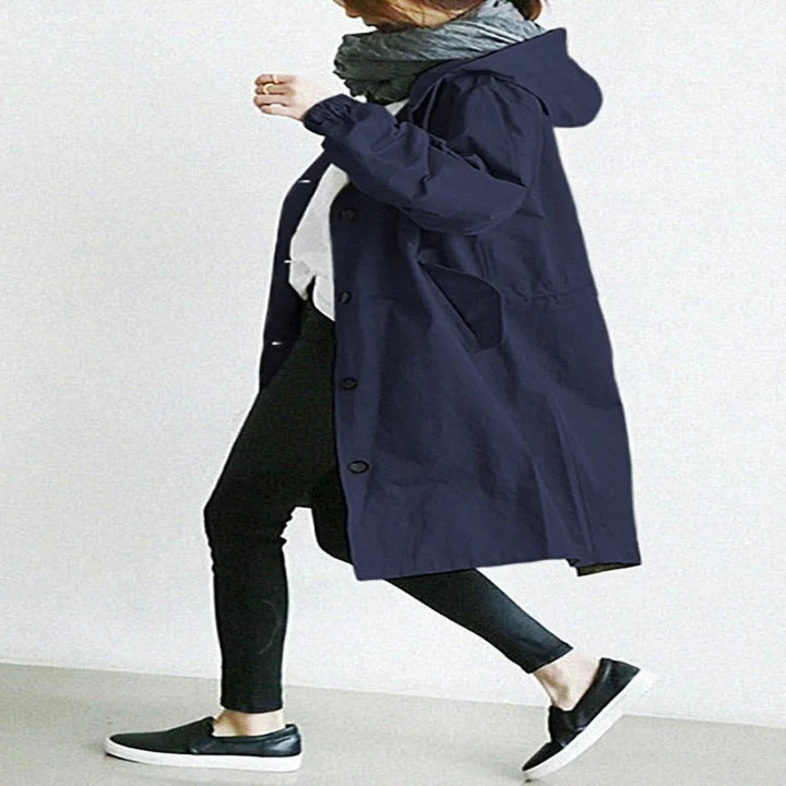 Men's Water-Resistant Hooded Overcoat - Lightweight Outdoor Jacket for All Weather Conditions