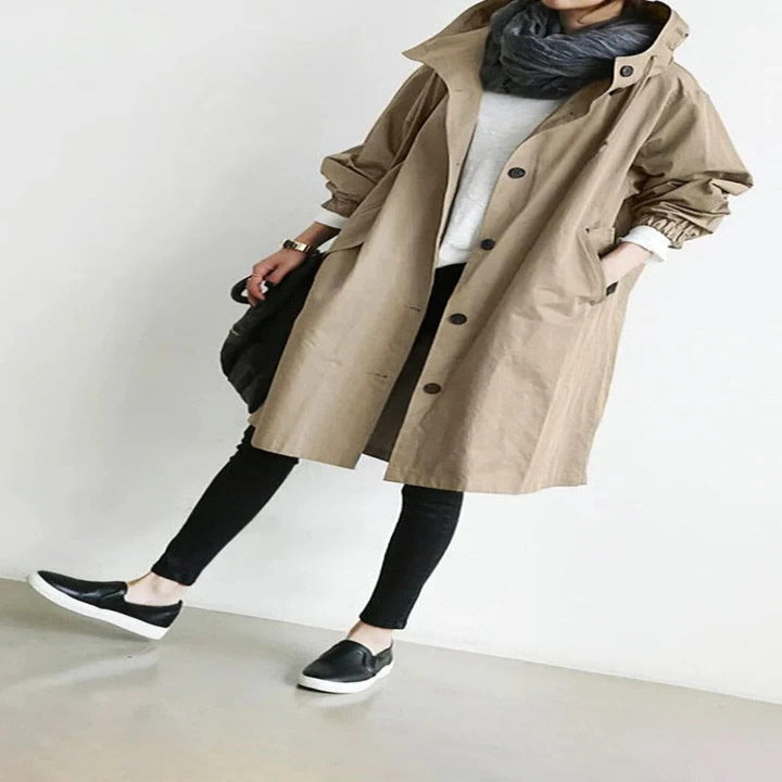Men's Water-Resistant Hooded Overcoat - Lightweight Outdoor Jacket for All Weather Conditions