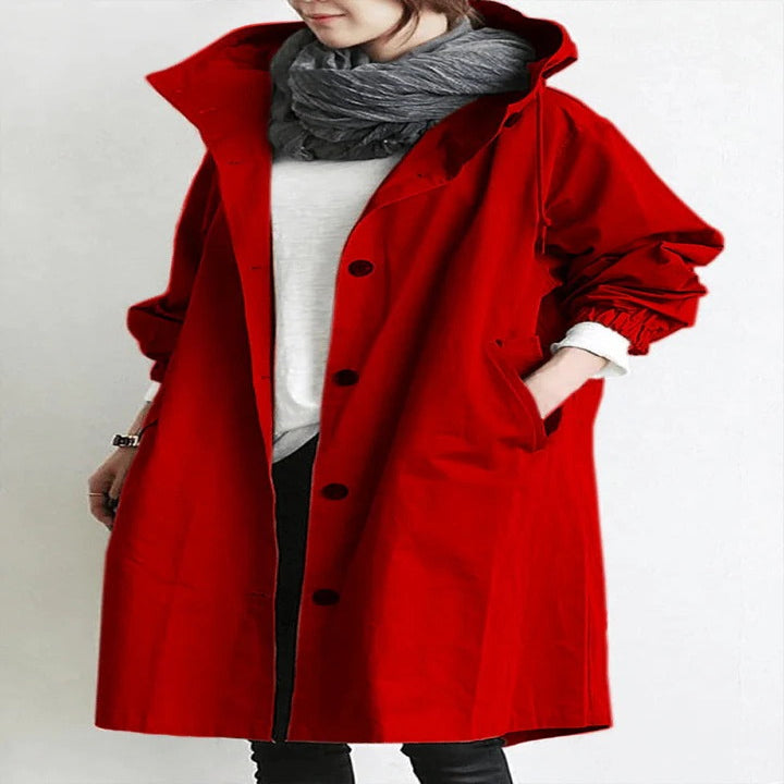 Men's Water-Resistant Hooded Overcoat - Lightweight Outdoor Jacket for All Weather Conditions