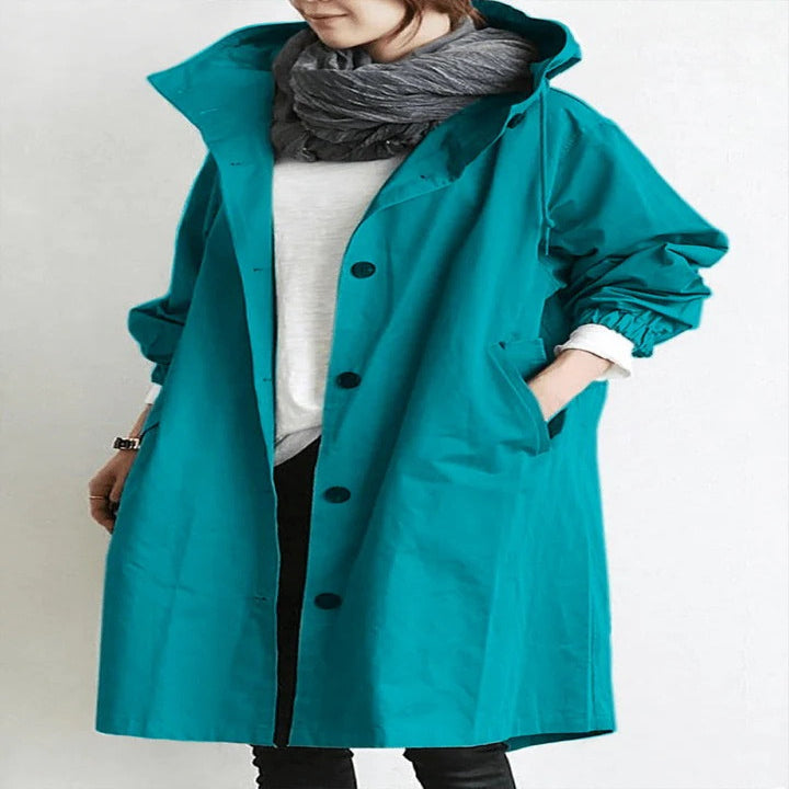 Men's Water-Resistant Hooded Overcoat - Lightweight Outdoor Jacket for All Weather Conditions