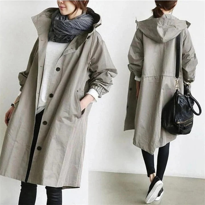 Men's Water-Resistant Hooded Overcoat - Lightweight Outdoor Jacket for All Weather Conditions