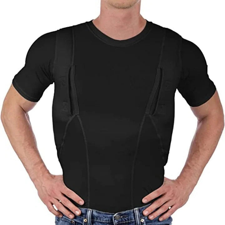 Unisex Concealed Carry Holster T-Shirt with Hidden Pockets for Secure Storage - Perfect for Everyday Wear
