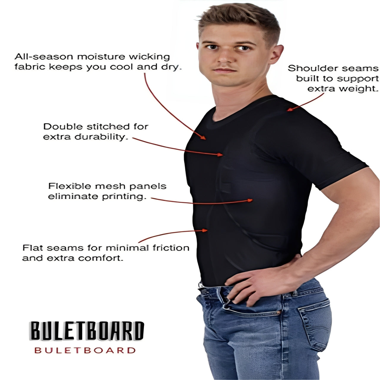 Unisex Concealed Carry Holster T-Shirt with Hidden Pockets for Secure Storage - Perfect for Everyday Wear